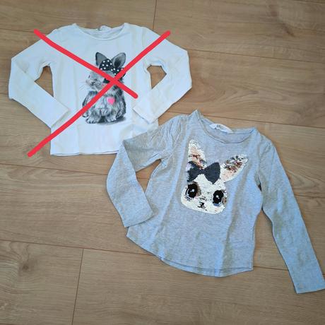 Tričká so zajačikom z flitrov h&m, veľ. 110/116, h&m,116