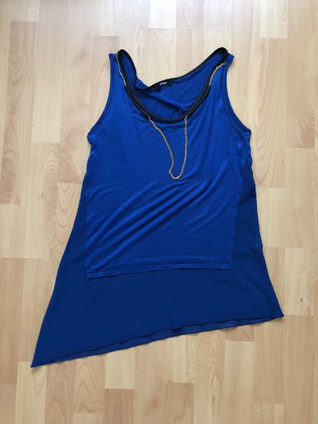 Modré asymetrické tričko alchymi, s