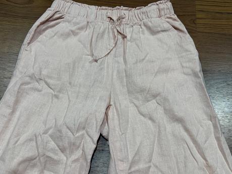 Ružové ľanové nohavice, h&m,140