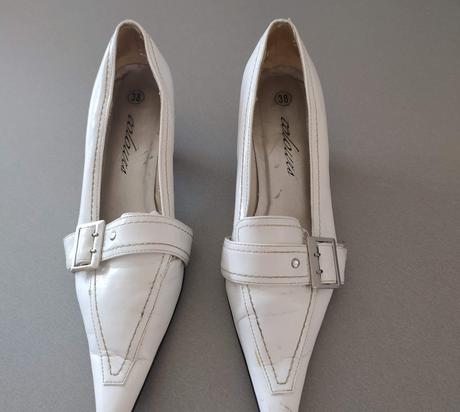 Biele kožené lodičky v.39, deichmann, nevyužijem i, 39