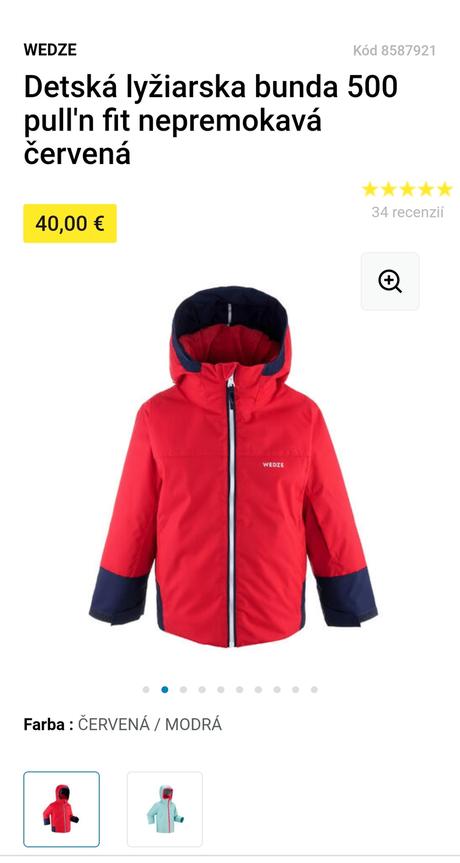 Zimná lyžiarska bunda, decathlon,98