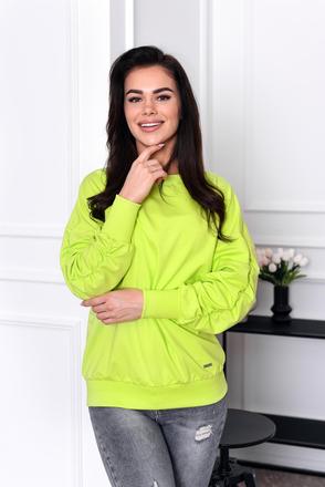 Dámska mikina s nazbieranými rukávmi limetka, l / m / s