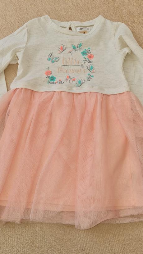 Lososové šaty s motylmi vel.86, pepco,86