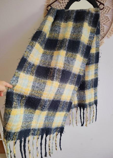 Teplý karovaný šál, fishbone