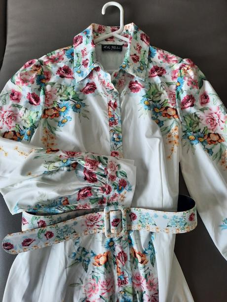 Šifónové košeľové kvetované šaty, l