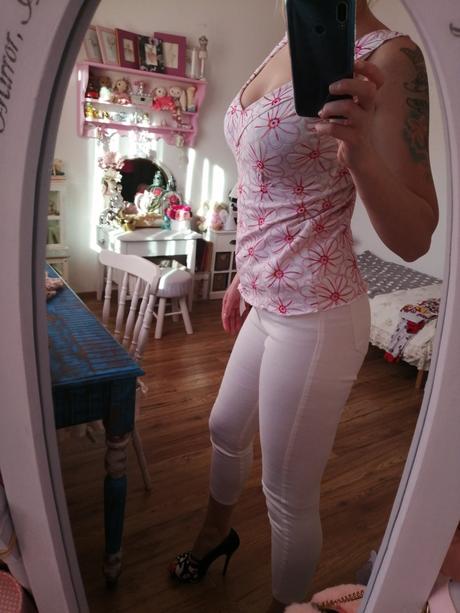 Vyšívaný top kvety, h&m,s