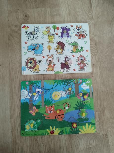 2 x drevená vkladačka zvieratká, 