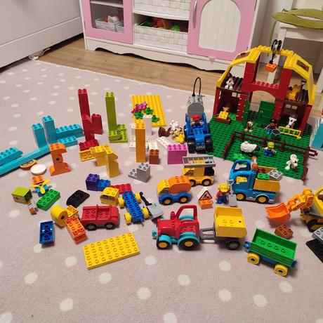 Lego duplo farma, veterinár, dom, stavebné stroje, 