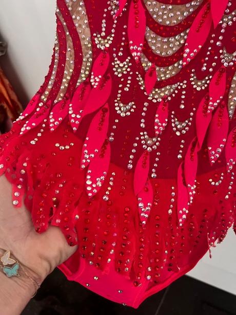 Gymnastický súťažný dres swarovski vel. 6-10 rokov, 128