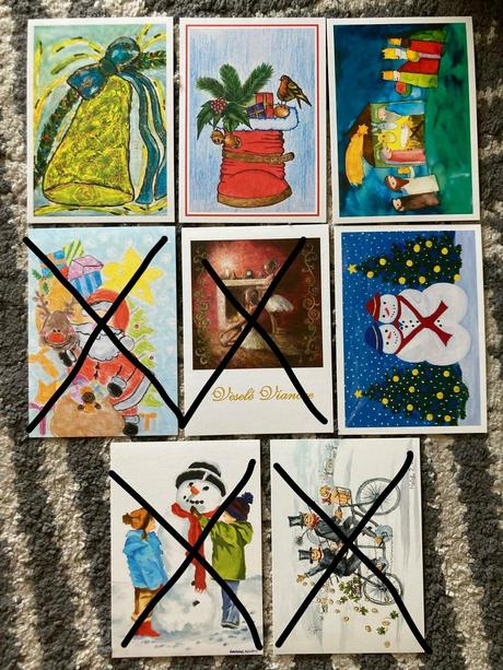 Pohľadnice vianoce 4ks,