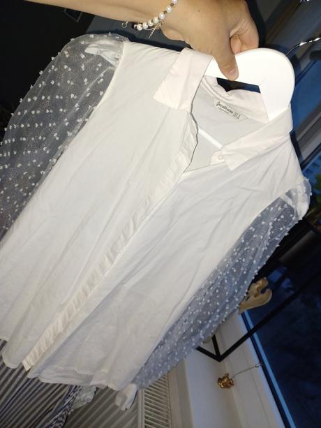 Bluzka s transparentným rukavmi, stradivarius,s