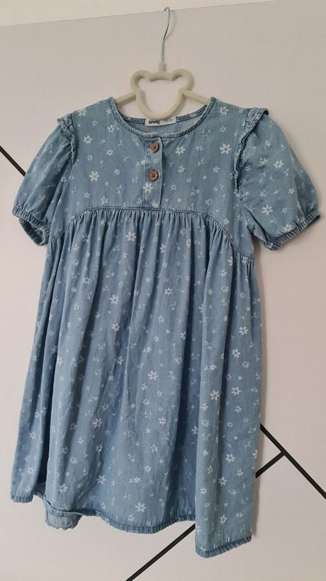 Dievčenské denim šaty s kvietkami, 122, sinsay,122