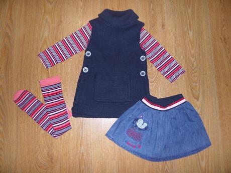 Rifľová sukňa + pančuškami, next,98