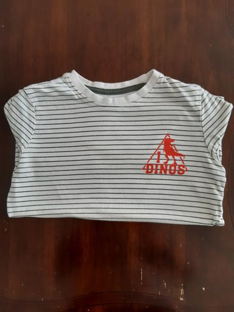 Prúžkované tričko dinos, 122