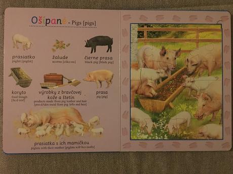 Knižka s 8-mi puzzle s anglickými slovíčkami, 