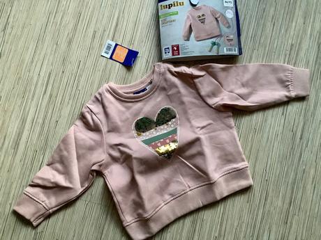 Tričko s flitrovym srdiečkom, lupilu,86