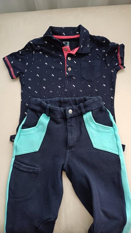 Jazdecké nohavice s tričkom, 140