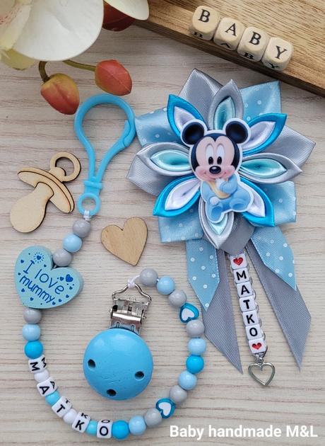 Šnúrka na cumlik a mašla na kočík disney,