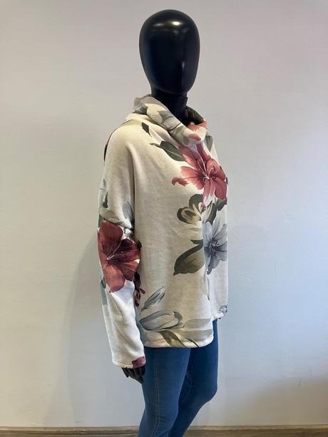 Dámska mikina s rolákom a kvetmi (uni), l / m / s / xl