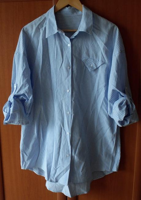 Bielo modro pásikavá košeľová blúzka, v. xl/xxl, 46 - xxl