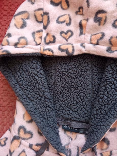 Flísový teplý srdiečkový overal, 158