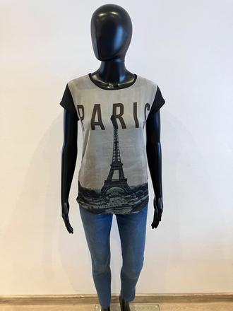 Dámske čierne tričko s potlačou paris (36), gate,s