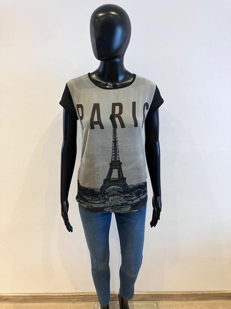 Dámske čierne tričko s potlačou paris (36), gate,s