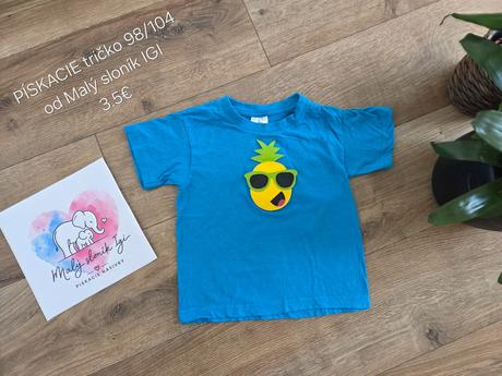 Pískacie tričko 98/104 od malý sloník igi ananas, 98