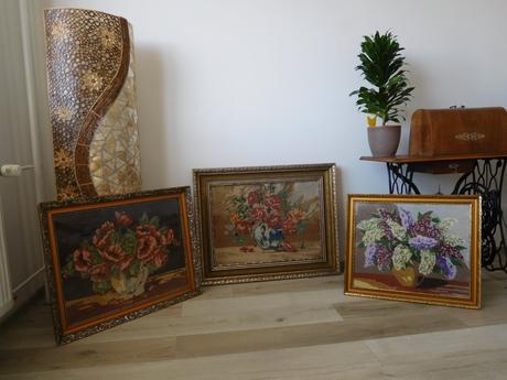 Obrazy vyšívané krížiková výšivka -v drevenom ráme, 