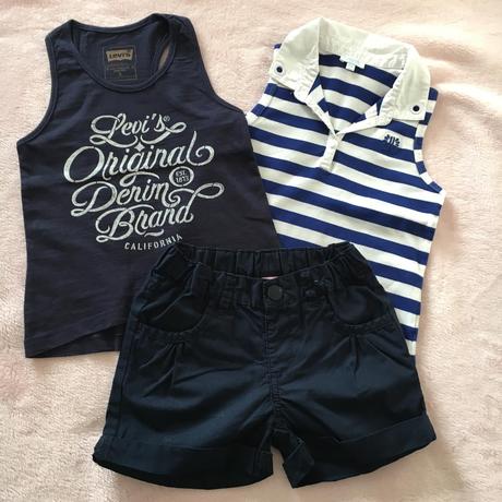 2 tričká a kraťasy, č. 110, 5 rokov 104 a 116, levis,110