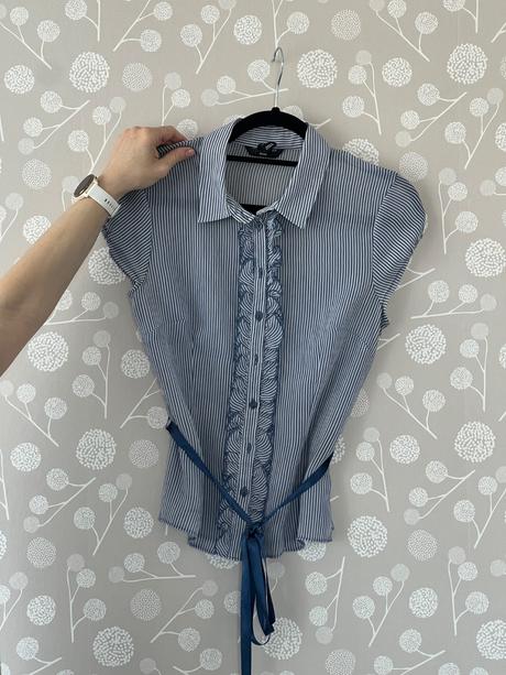 Pruzkovana priehladna bluzka s maslou, h&m,s