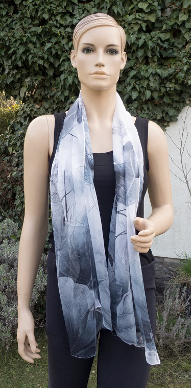 Šedo-bielo-čierna šála, l