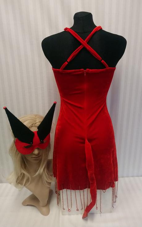 Kostým čertica s rožkami - škraboška, crazy, xs-s,