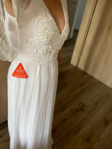 Vintage svadobné koralkove saty, 36