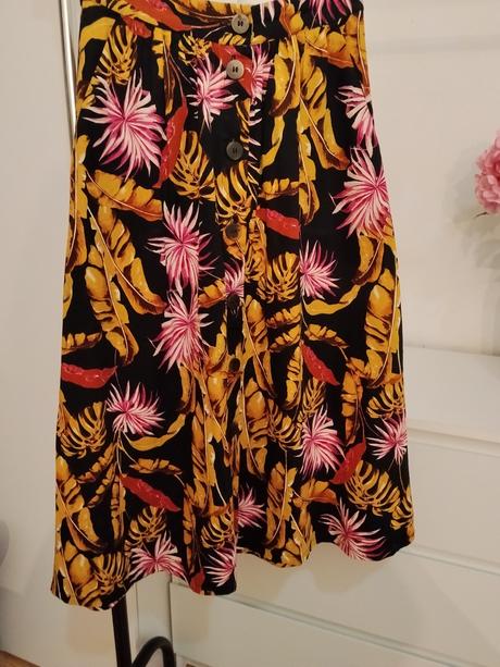 Mango tropical midi sukňa s gombíkmi, 34 / xs