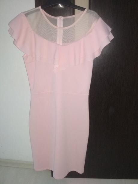 Ruzove saty s volanmi, xs