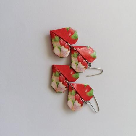 Origami náušnice dve srdcia - šípky, 