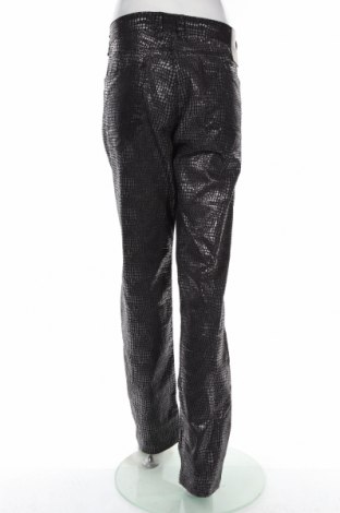 Moderné čierne nohavice s lesklou potlačou, xxl