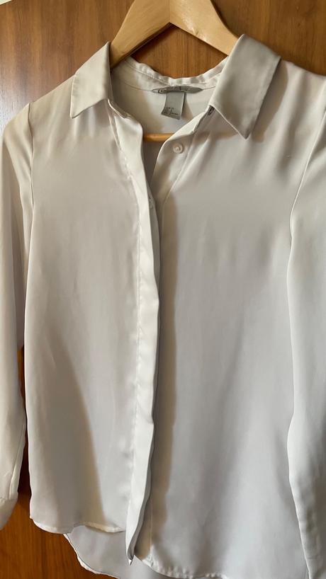 H&m biela voľná šifónová košeľa s dlhým rukávom, h&m,32
