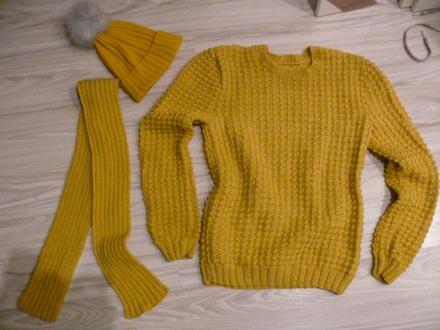 Pleteny sveter s/m rucná práca, s