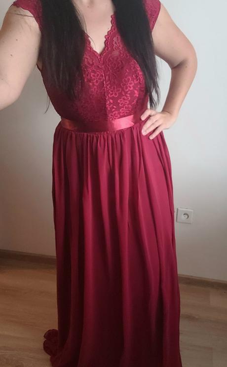 Spoločenské dlhé bordové šaty, m