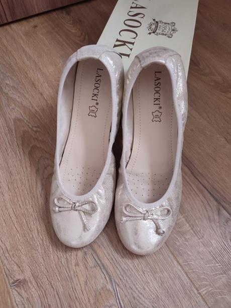 Balerínky kožené zlaté  (veľkosť 40), lasocki,40