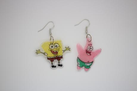 Handmade plastové náušnice spongebob,