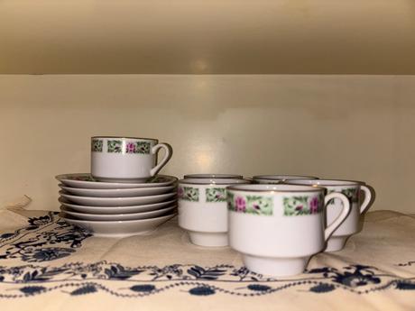 Retro kávová súprava z čínskeho porcelánu (6+6),