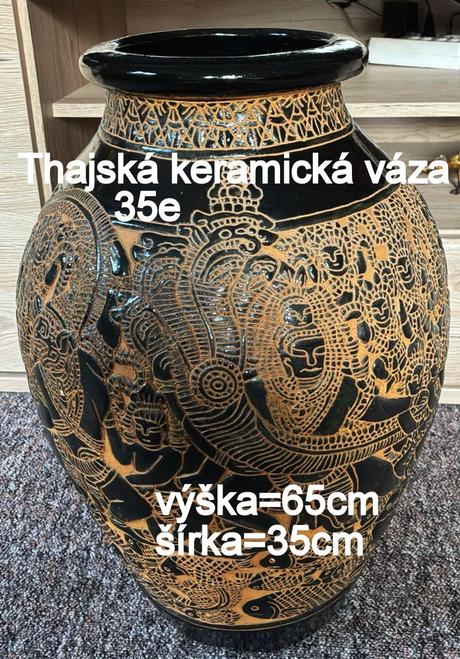 Veĺká keramická váza/amfora s orientálnym motívom,