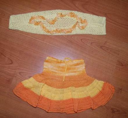 Žlto-oranžový komplet suknička+bolerko, 62