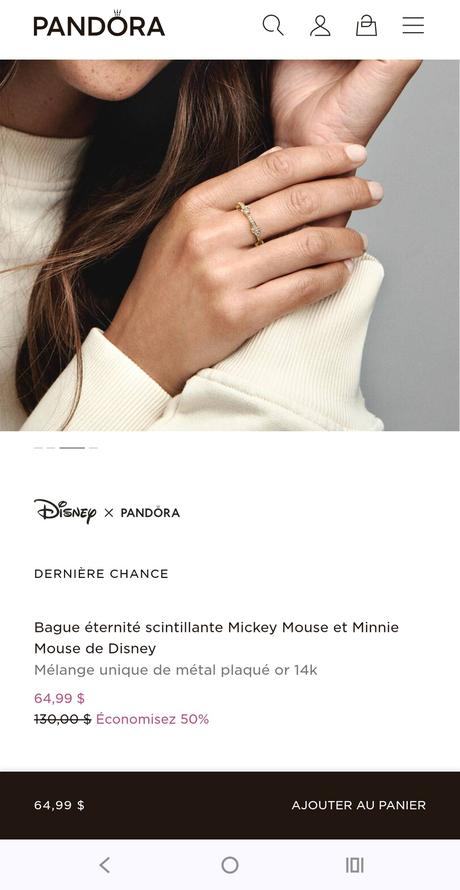 Pandora pozlátený set disney minnie & mickey, pandora