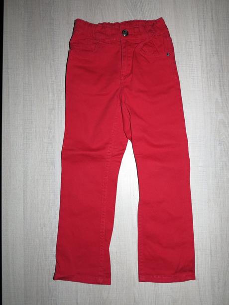 Červené nohavice so srdiečkovským kamienkom, h&m,110