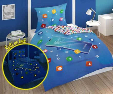 Obliečky telefón blue svietiace 140/200, 70/80, šírka (cm): 140,dĺžka (cm): 200