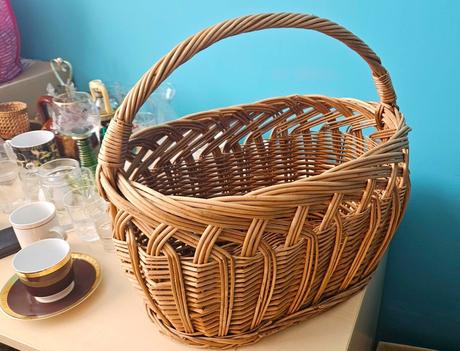 Klasický nákupný prútený kôš s rúčkou, 42 cm, 